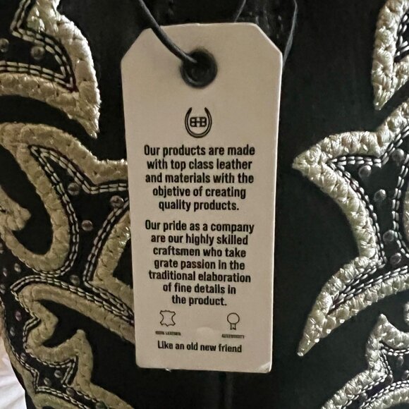 Buck & Brana “Ginger Florida” Black Embroidered Western Boots – Size 8 NEW - Picture 12 of 16